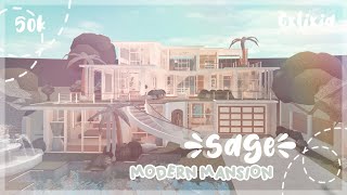 BLOXBURG  Sage 🌿 Modern Family Mansion Exterior  House Build  50k [upl. by Welcome455]