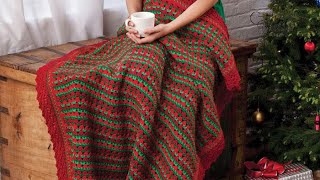 Crochet Holiday Striped Throw  EASY  The Crochet Crowd [upl. by Aitnahc]