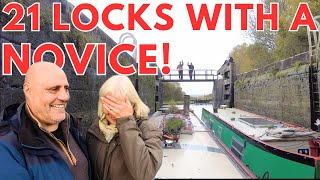 FINALLY NARROWBOAT through Wigan Flight  21 LOCKS of HARD WORK with a complete NOVICE  Episode 179 [upl. by Corwin]