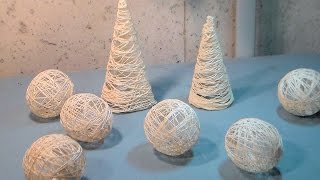 DIY String Ornaments balls and trees [upl. by Brod]