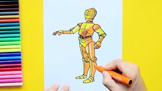 How to draw C3PO Star Wars [upl. by Goldsworthy751]