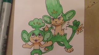 How to draw Pokemon No511 Pansage No512 Simisage [upl. by Sheelagh245]