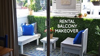 DIY small rental balcony makeover for outdoor living [upl. by Brindell405]