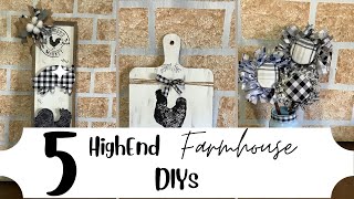 5 HighEnd Farmhouse DIYs Dollar Tree DIYs [upl. by Fazeli]