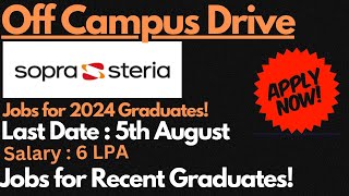 Sopra Steria Off Campus Drive For Freshers  Salary  6 LPA  Jobs for Recent Graduates 🔥🔥 [upl. by Hunger421]