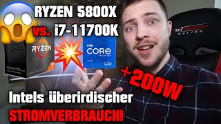 Intel i711700K 🔥 125W TDP  200W überirdische Leistungsaufnahme amp Rechenleistung vs RYZEN 5800X [upl. by Ateekal858]