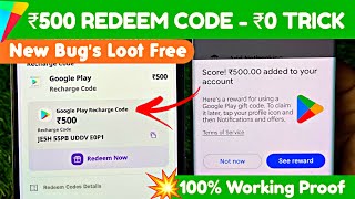 🔥₹500 Code Bug’s Trick Free redeem code for playstore at ₹0  How to get free google redeem code [upl. by Latsyrhc]