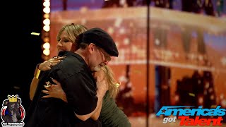 AMAZING GOLDEN BUZZER 55 YEAR OLD NERVOUS JANITOR SINGS DONT STOP DONT STOP BELIEVIN [upl. by Zeuqirdor]