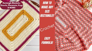 Crochet Rectangle Blanket in ANY Size Tutorial [upl. by Rosemary]