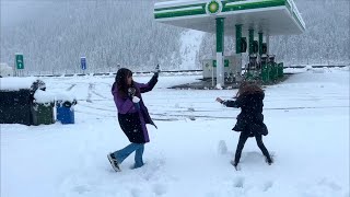 Wintereinbruch Alpen Tauernautobahn mit Schnee bedeckt [upl. by Lear]