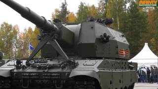 2S35 KoalitsiyaSV 152mm tracked self propelled howitzer Russian army RAE 2015 Russia Arms Expo [upl. by Reivad]