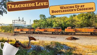 Sunday Morning Sunrise Coffee at historic Bootleggers Crossing trackside Part 1 railfans [upl. by Reyotal350]