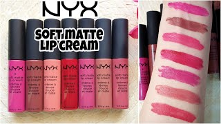 NYX Soft Matte Lip Cream  Swatches amp Review [upl. by Lybis]