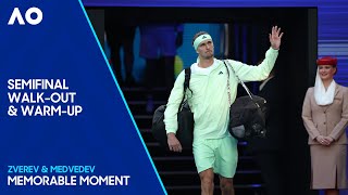 Zverev v Medvedev  Semifinal WalkOut amp WarmUp  Australian Open 2024 [upl. by Bores]