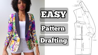 How to draft a shawl collar JACKET pattern  Blazer pattern  coat pattern [upl. by Aidil]