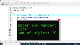 C Program to find Sum of Digits of a Number  Learn Coding [upl. by Trudie]