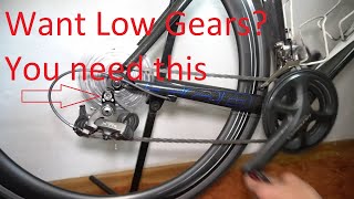 How to install a wolftooth rear derailleur hanger extender for lower gears on road or mountain bike [upl. by Oralia]