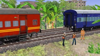 WDM3D Diesel Engine Coupling ICF Red Coaches To New Sky Blue Coaches electric locomotive [upl. by Pinsky226]