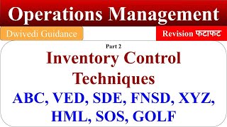 Inventory Control Techniques ABC Analysis VED DSE FNSD XYZ HML SOS GOLF Operations bba mba [upl. by Eillib]