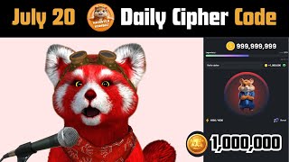 July 20 Daily CIPHER Hamster Kombat  1000000 Coins [upl. by Cindee632]