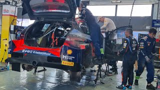 WRC Rally Italia Sardegna 2023 Sordo car gets service after the Fri roll Sordo and Carrera work also [upl. by Laurentia694]