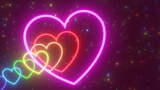 Flying Through Curved Love Heart Tunnel Shapes Glow Rainbow Sparkles 4K Moving Wallpaper Background [upl. by Domela]