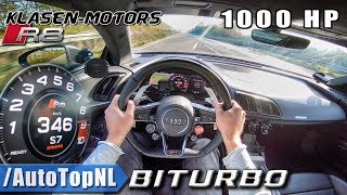 1000HP AUDI R8 V10 PLUS BiTURBO  Klasen Motors 346kmh AUTOBAHN POV by AutoTopNL [upl. by Lacram932]