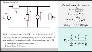 Exercice d’électricité utilisation des théorème de NortonThévenin et millman [upl. by Cathe]