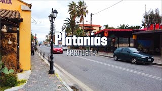 Platanias Walking tour Chania Crete Greece  漫步在Platanias的商业街。 [upl. by Airdnax]