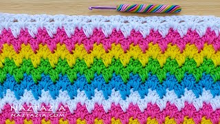 How to Crochet Mini Zigzag Stitch Pattern  Cheerful and Colorful Design How to Tutorial [upl. by Darrey]