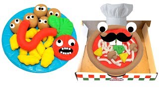 Lär dig färger med Play Doh för barn på svenska  Pizza och pasta i Play Doh lera  Lek med oss [upl. by Greenland]