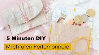 Milchtüten Portemonnaie basteln ✂️  5 Minuten DIY [upl. by Joye295]