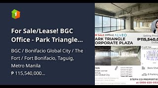 For SaleLease BGC Office  Park Triangle Corporate Plaza Taguig One Park Drive One World Place [upl. by Razaile348]