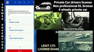 Drivers license exam for private vehicle 4 wheels vehicle tagalog test 2023 new  Yormes adventure [upl. by Hailahk]