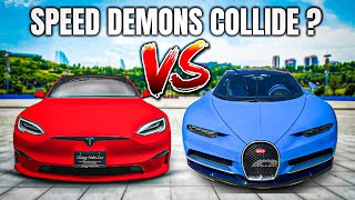 Tesla Model S Plaid vs Bugatti Chiron  Tesla News [upl. by Haim]