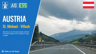 Driving in Austria A10 E55 Tauernautobahn from St Michael im Lungau to Villach [upl. by Jessey]