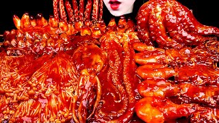 ASMR SPICY SEAFOOD OYSTER OCTOPUS SPICY ENOKI MUSHROOM SQUID CRAB SHRIMP 해물찜 팽이버섯 먹방 MUKBANG [upl. by Fiedling732]