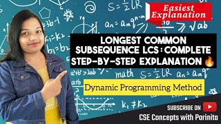 Longest Common Subsequence LCS Dynamic Programming  Data structures and algorithms [upl. by Derwon]