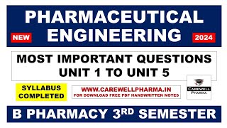 Pharmaceutical Engineering 3rd Semester Important Questions  B Pharmacy 3rd Semester  C Pharma [upl. by Wiggins183]