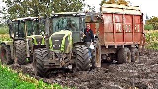 Mais Silage In The Mud  Claas Jaguar  Axion  Xerion  New Holland  M Verhoef [upl. by Sindee365]