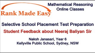 Student Feedback about Neeraj Baliyan Sirs Selective School Placement Test Maths Classes [upl. by Tahpos455]