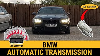 BMW Automatic Transmission oil change ZF 8hp70 How to service Gearbox F10 530d 730d N57 N47 ATF 330d [upl. by Lartnom]