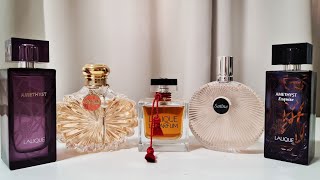 LALIQUE PERFUME COLLECTION  REVIEW  Satine Amethyst Soleil amp more [upl. by Helenka]