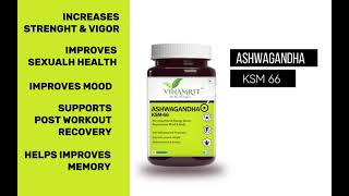 Vinamrit Ashwagandha KSM66  Extra Strength Natural Formulation  Support strength amp energy [upl. by Cooe]