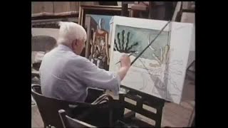 Giorgio de Chirico dipinge dal vivo Il sole sul cavalletto 1973 [upl. by Emrich]