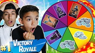 1 Kill  1 Free Spin For Rare Fortnite Skins And V Bucks For My 10 Year Old Little Brother [upl. by Ulani339]