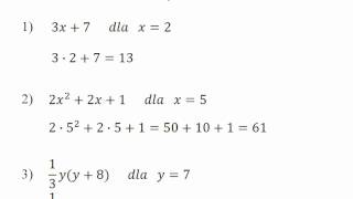 Wyrażenia algebraiczne  obliczanie wartości liczbowej wyrażenia algebraicznego [upl. by Noedig]