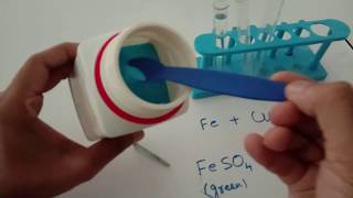 DEMONSTRATION OF DISPLACEMENT REACTION IRON amp COPPER II SULPHATE [upl. by Ralip]