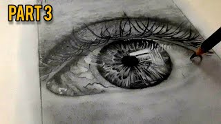 How to draw Realistic Eyes with Charcoal Technique Step by Step [upl. by Madigan]