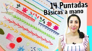 BORDADO A MANO PARA PRINCIPIANTES PASO A PASO 😘 14 PUNTADAS BÁSICAS QUE DEBES APRENDER [upl. by Clevey109]